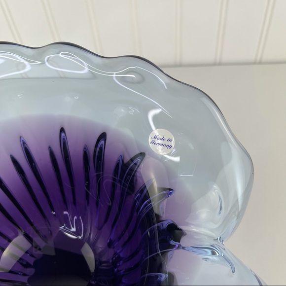 Unikat Van Eyk Signed & Numbered German Mid-century Fluted Purple Glass Bowl - Picture 3 of 14